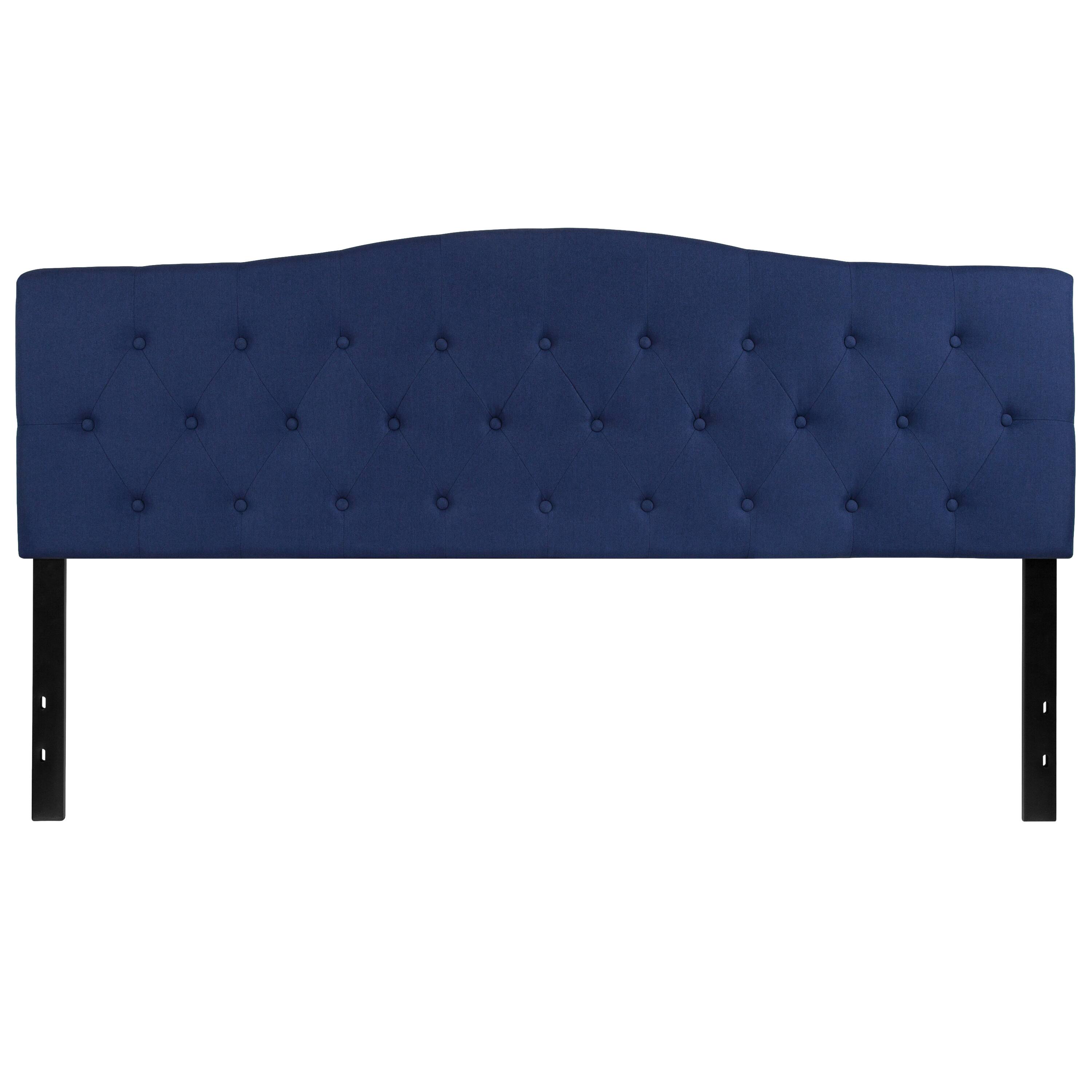 Alt View 4. Emma + Oliver - Arched Button Tufted Upholstered Headboard - Navy.