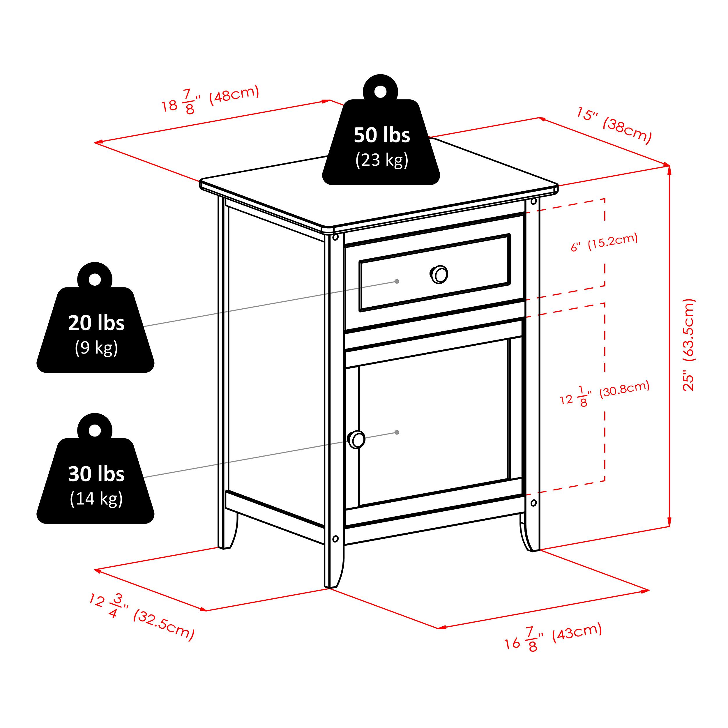 7" (48cm)  
18"  
50 lbs (23 kg)  
15" (38cm)  
6" (15.2cm)  
20 lbs (9 kg)  
12" (30.8cm)  
8" (63.5cm)  
25"  
30 lbs (14 kg)  
12"  
3" (32.5cm)  
16" (43cm)
