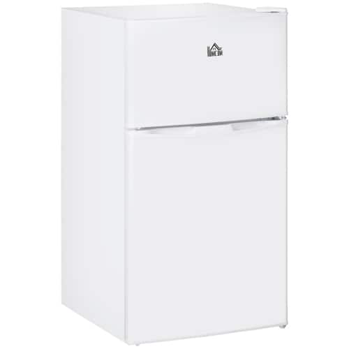 Akoasm - 3.2 Cu.Ft Double Door Mini Fridge Compact Refrigerator with Freezer, Adjustable Shelf, Adjustable Thermostat - White