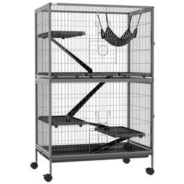 Pawhut - Metal Small Animal Cage, 5-Tiers Rolling Big Ferret Cage with Hammock, Removable Tray, Chinchilla, Sugar Glider