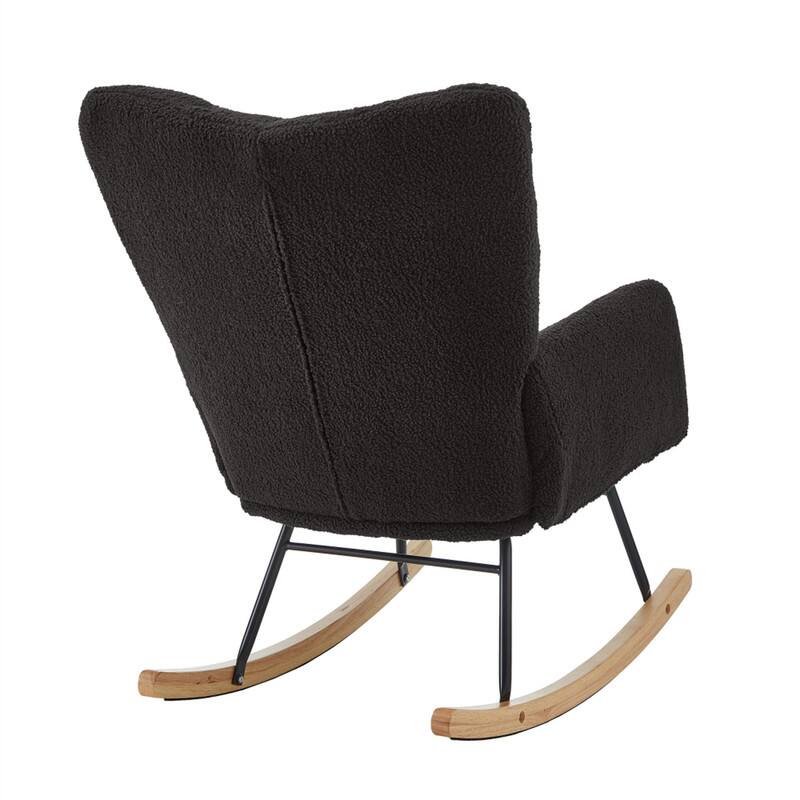 Alt View 5. HTUTWOO - Glider Chair for Living Room - Tufted Upholstered Teddy Fabric Rocking Chair, Metal Frame Accent Chair - Dark Gray.