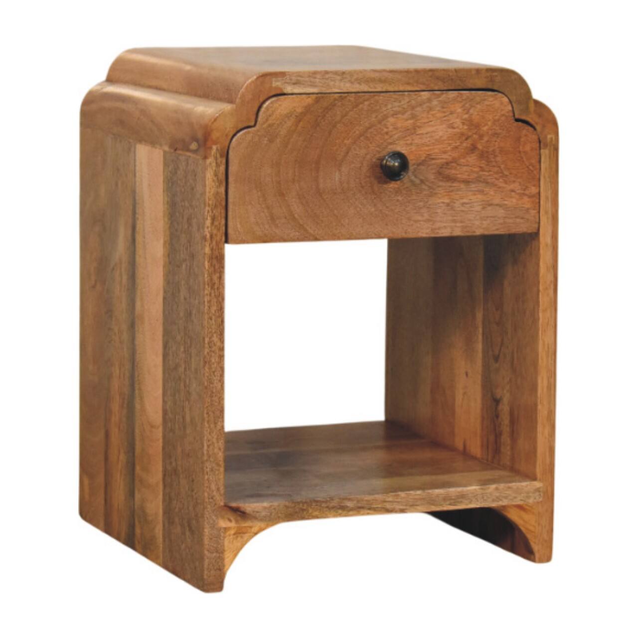 Left. Artisan Furniture - Artisan Furniture Solid Wood Newton Mini Oak-ish Nightstand with a drawer and open shelf - Oak.