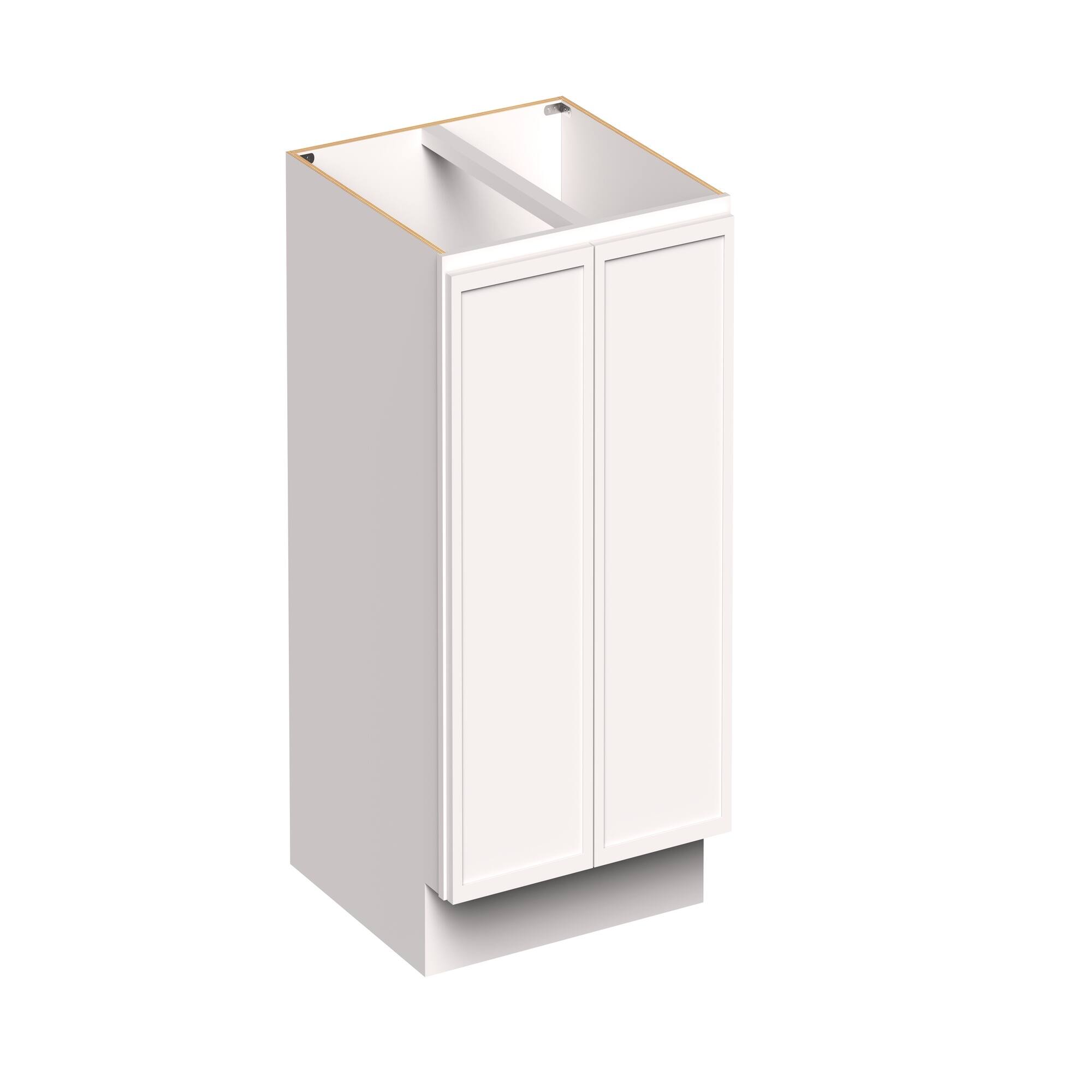 Angle. Boyel Living - 24-in W x 34.5-in H x 24-in D Slim Shaker RTA Kitchen Full Height Door Base Cabinet with Soft-Close - Snow White.
