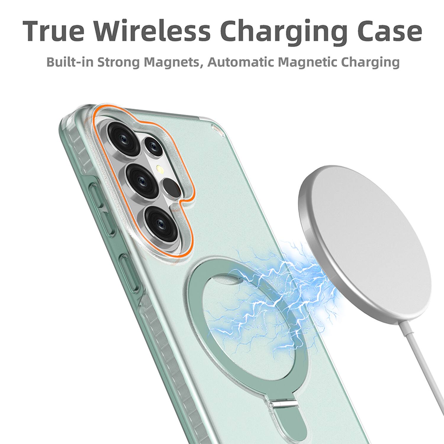 True Wireless Charging Case  
Built-in Strong Magnets, Automatic Magnetic Charging
