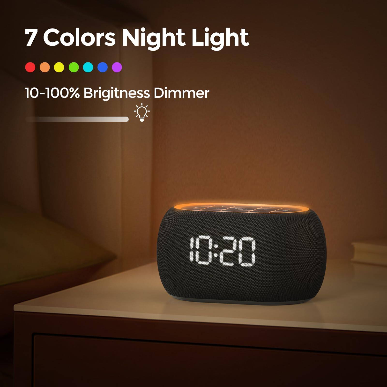 7 Colors Night Light  
10-100% Brightness Dimmer