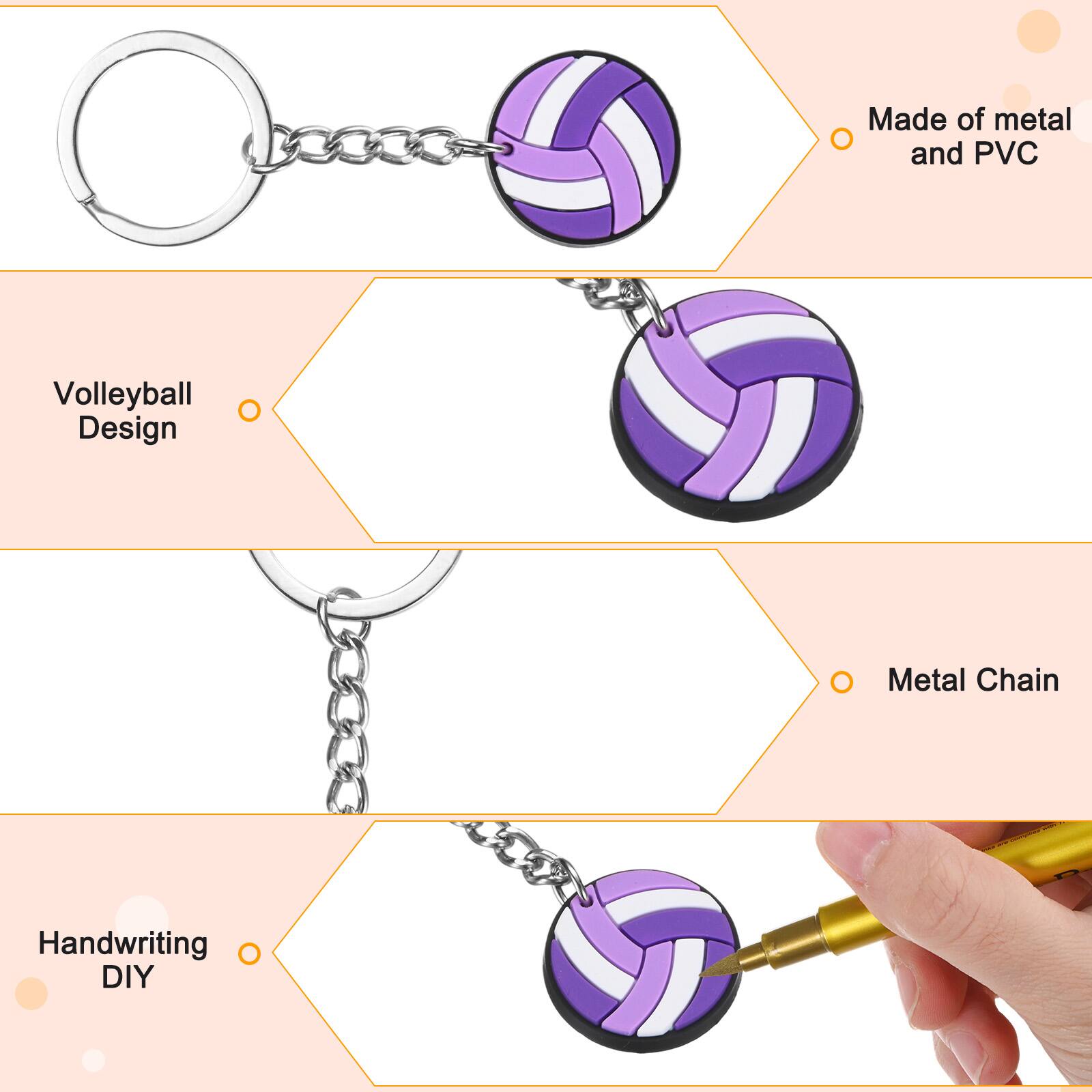 Made of metal and PVC  
Volleyball Design  
Metal Chain  
Handwriting DIY