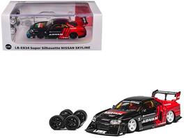 CM Models - Nissan Skyline LB-ER34 Super Silhouette RHD (Right Hand Drive) ADVAN with Extra Wheels 1/64 & by CM Model - Black and Red