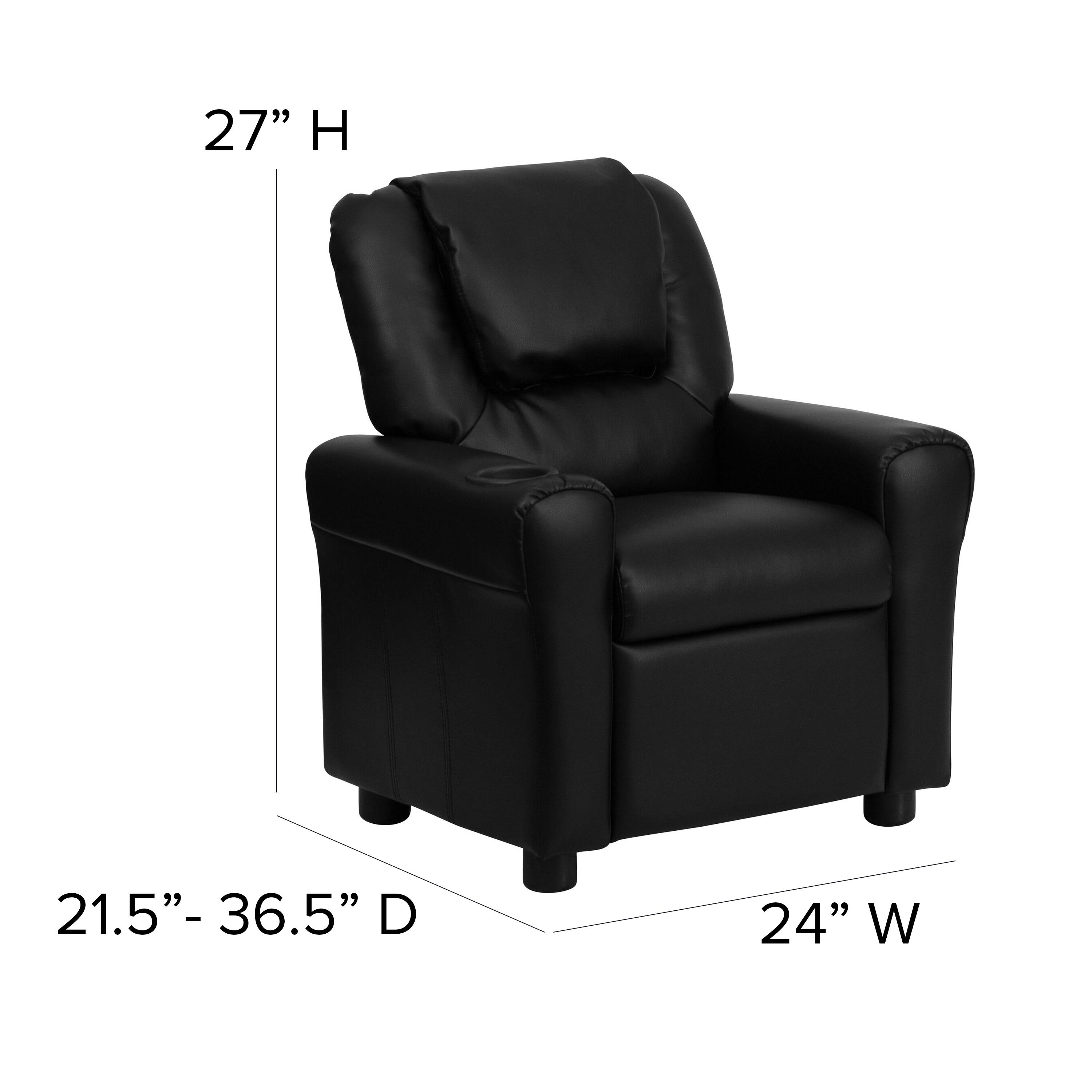 Alt View 14. Alamont Home - Contemporary Kids Recliner with Cup Holder and Headrest - Black LeatherSoft.