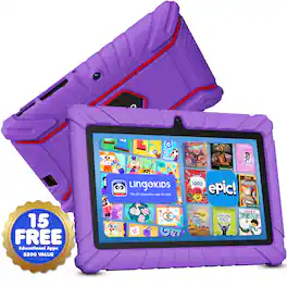 Contixo - V8 Kids Tablet 32GB, 7” WiFi Learning Device with Parental Controls, Shockproof Case, Epic! & LingoKids Apps - Purple