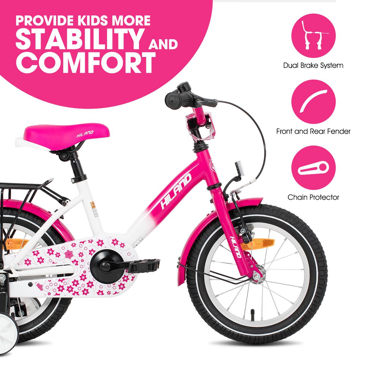 HILAND Starry Kids Bike for Girls Ages 4 7, 16 Inch Kids Bicycle with ...