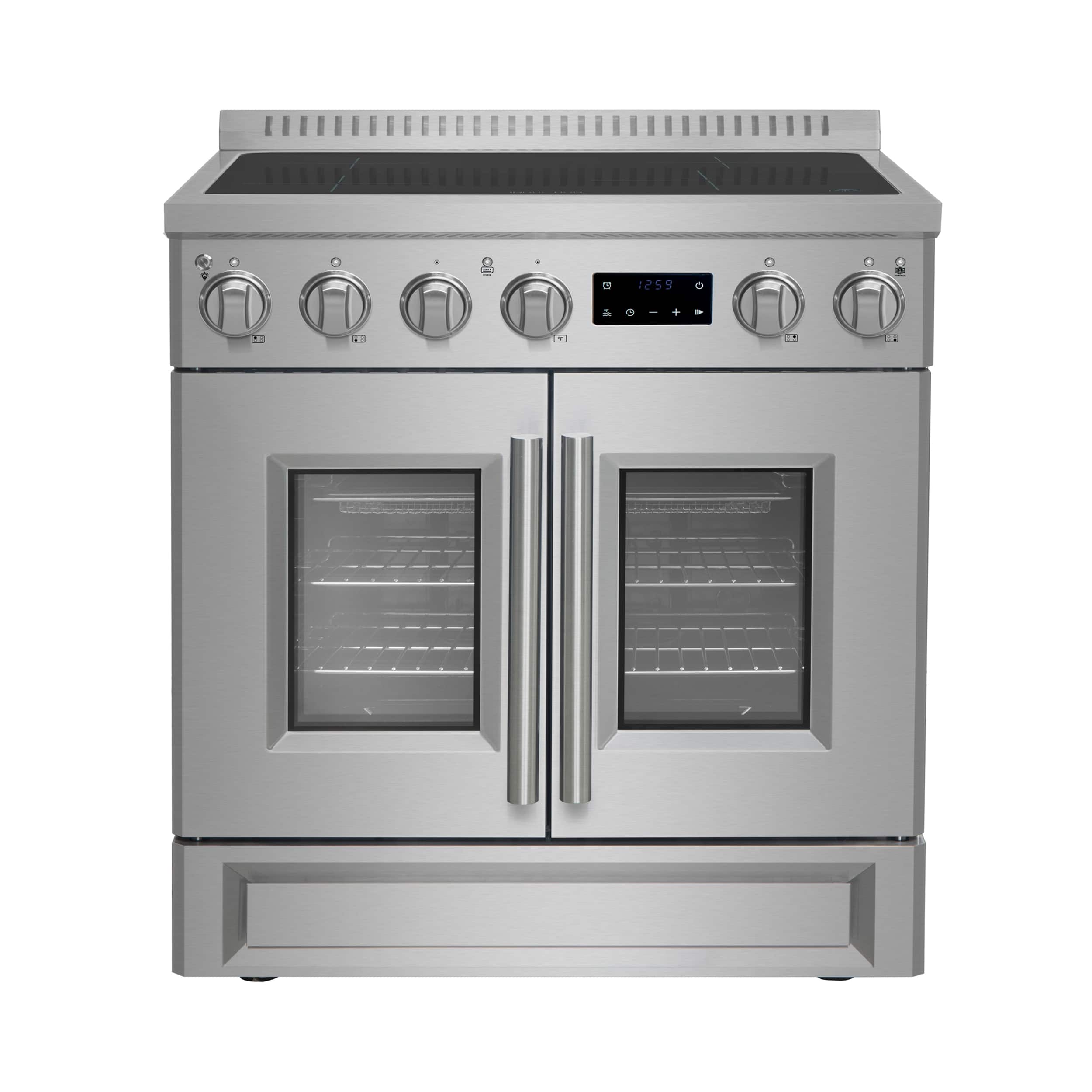 Forno Appliances - Torino 4.32 Cu. Ft. Freestanding Induction Range with French Door Design and Air Sous Vide Technology - Silver - Front_Zoom