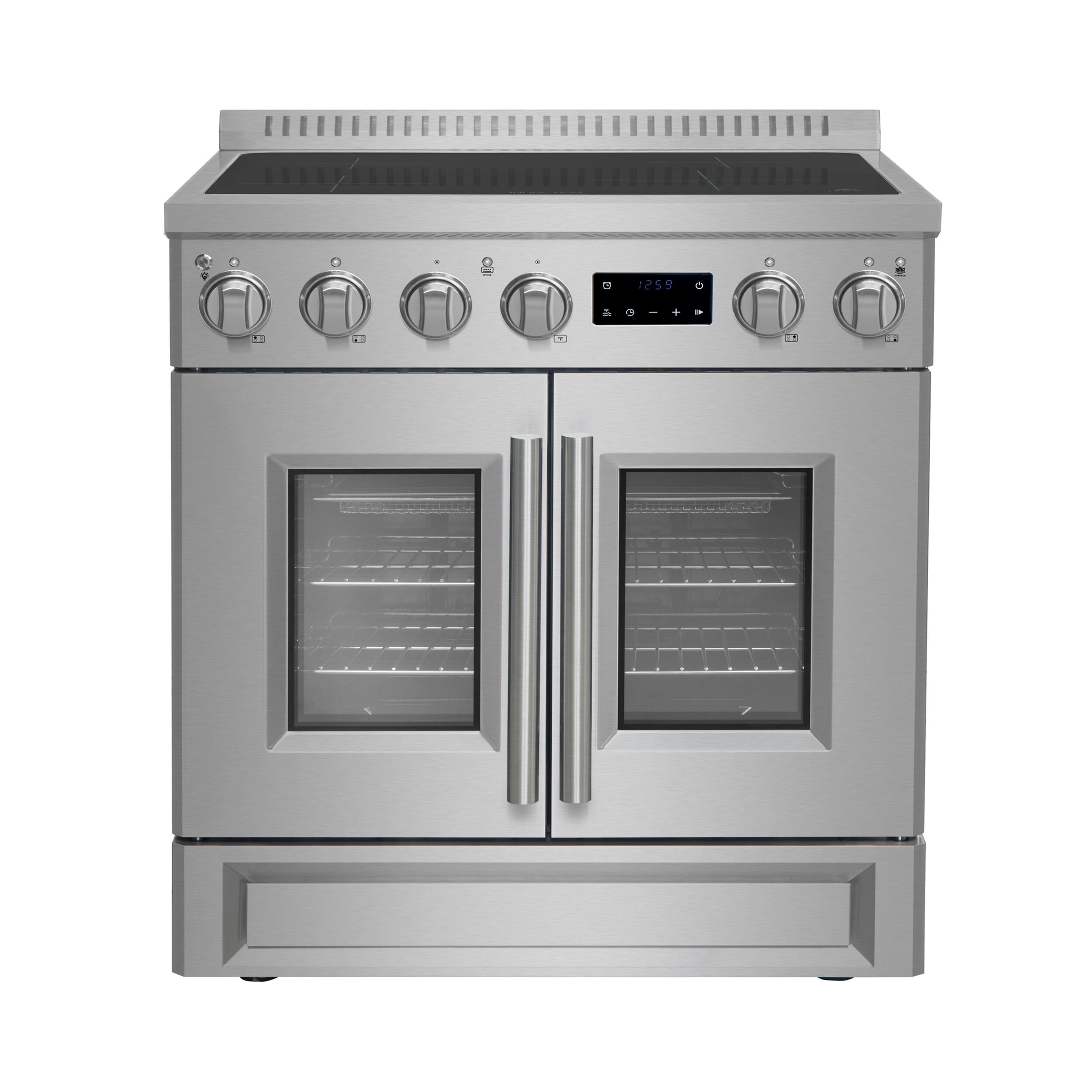 Forno Appliances - Torino 4.32 Cu. Ft. Freestanding Induction Range with French Door Design and Air Sous Vide Technology - Silver