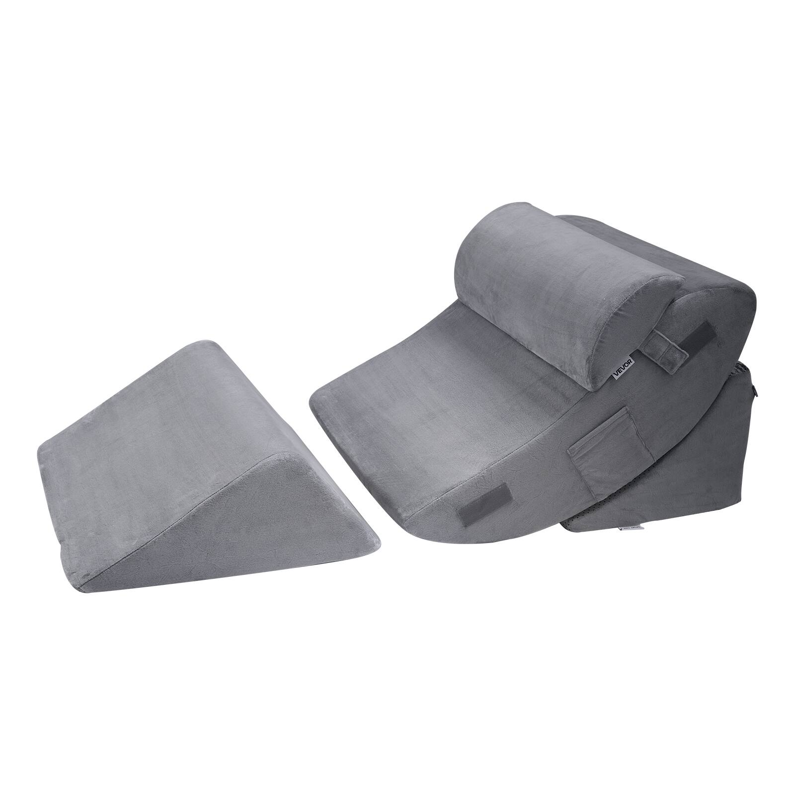 Alt View 5. VEVOR - Wedge Pillow for Sleeping, 4 Pcs Adjustable Orthopedic Bed Wedge Set, Support Leg Neck Shoulder, Post Surgery Pillow - Dark Gray.