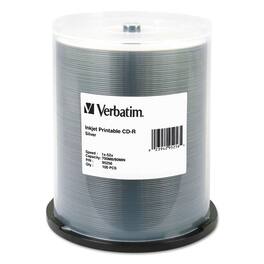 Verbatim - 95256 700 MB/80 min 52x Spindle CD-R Printable Recordable Disc - (100/Pack) - Silver