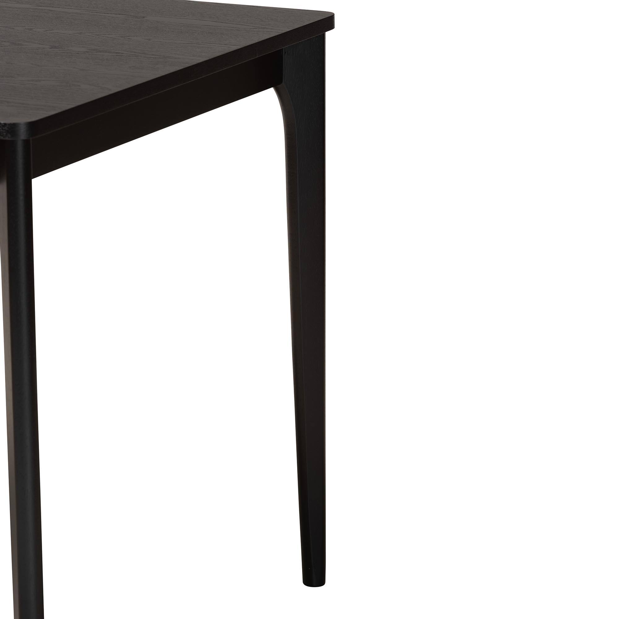 Back. Baxton Studio - Sherwin Mid-Century Modern Finished Wood Dining Table - Black.