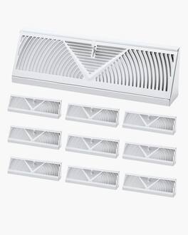 VEVOR - 15-Inch Floor Registers, 10-Pack Baseboard Registers, HVAC Heavy-Duty Walkable Iron Floor Vents, Rustproof Anti-Peeling - White