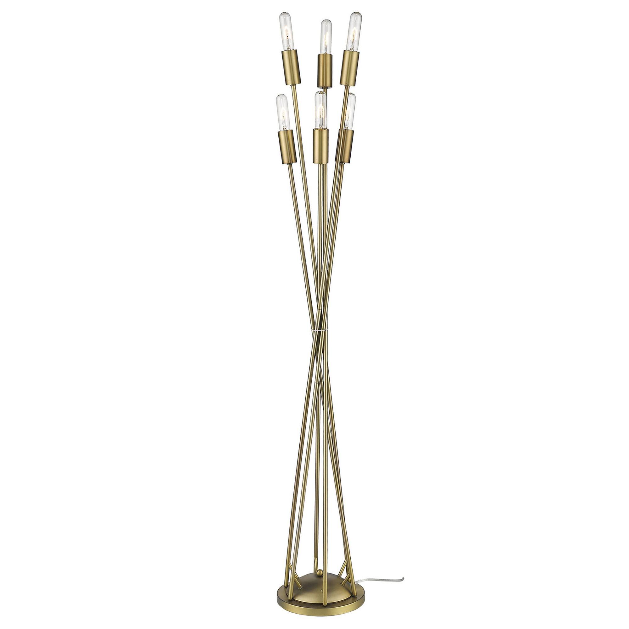Back. Hivvago - Hivvago 60 Inch Six Light Torchiere Floor Lamp - Brass.