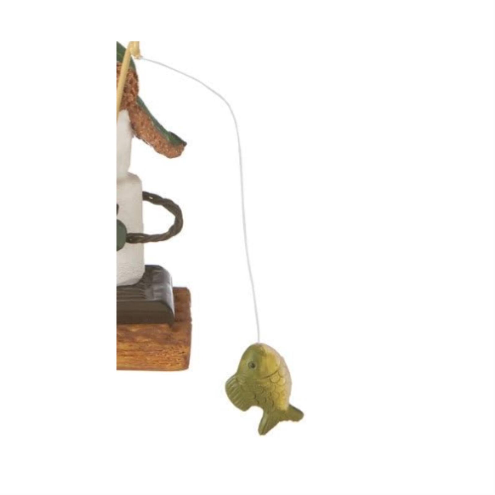 Angle. Ganz - Smores Marshmallow Snowman Ice Fisherman Resin Christmas Ornament 2.5 inch - White.