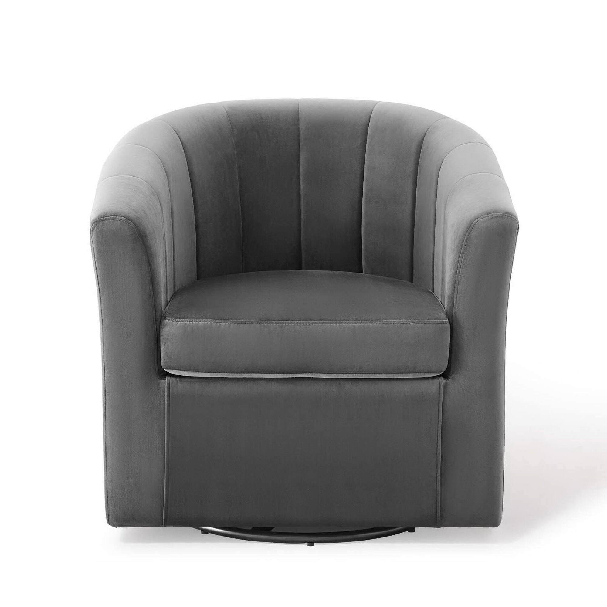 Alt View 1. Modway - Prospect Performance Velvet Swivel Armchair by Modway - Black.