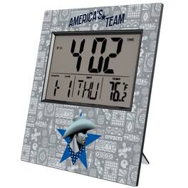 Keyscaper - Dallas Cowboys 2024 Illustrated Limited Edition Digital Desk/Wall Clock - Gray