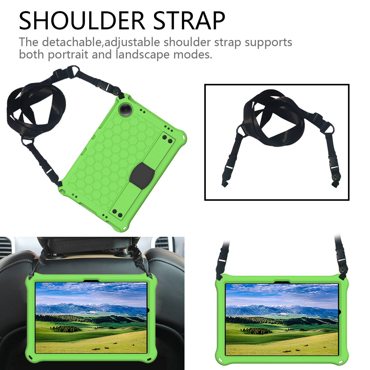 SHOULDER STRAP

The detachable, adjustable shoulder strap supports both portrait and landscape modes.
