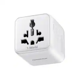 Momax - 1-World Mini Universal Travel Adapter Worldwide with Dual AC, no with USB Port - White