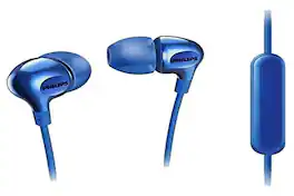 Philips - Big Bass In Ear Headphones With Mic, Clear Sound, Ear Caps And Reinforced Cable (SHE3555) - Blue