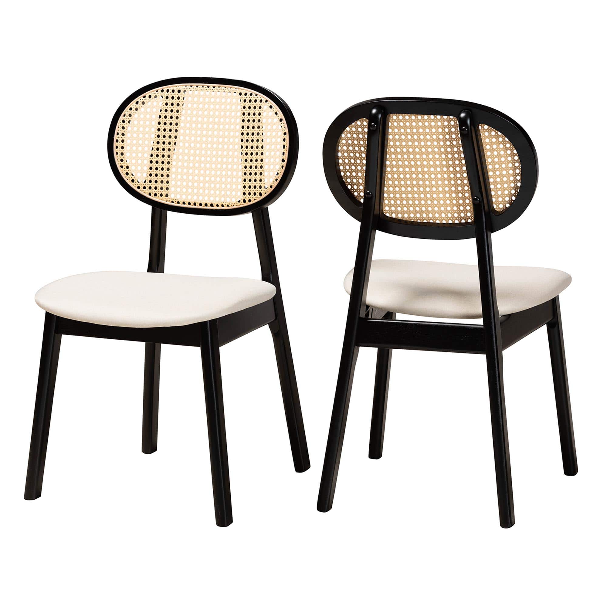 Baxton Studio - Darrion Mid-Century Modern Cream Fabric and Finished Wood 2-Piece Dining Chair Set - Cream/Black/Light Brown price history on PriceWatchPro