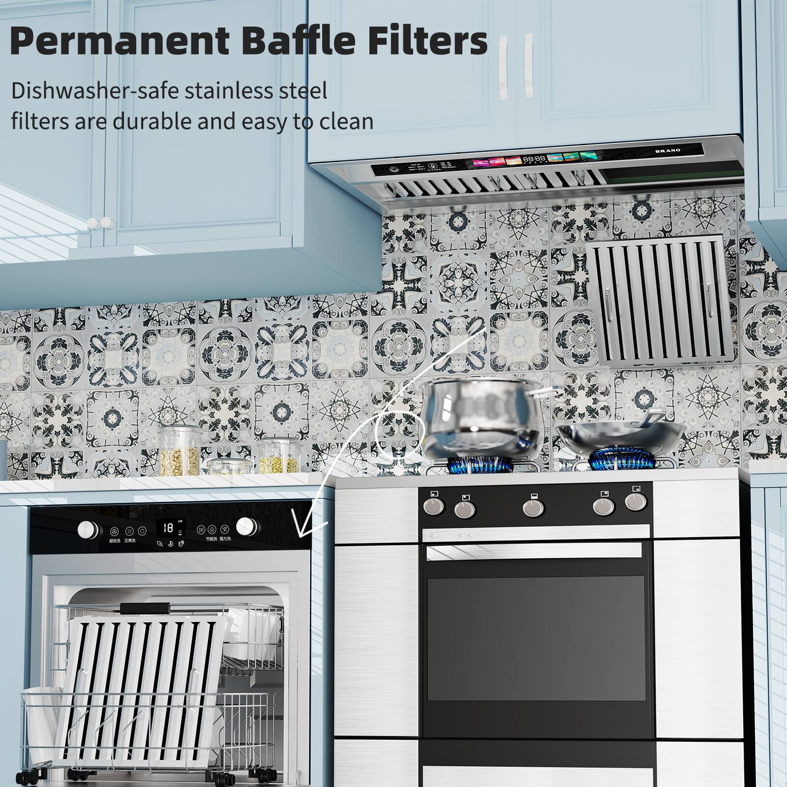 Permanent Baffle Filters

Dishwasher-safe stainless steel filters are durable and easy to clean