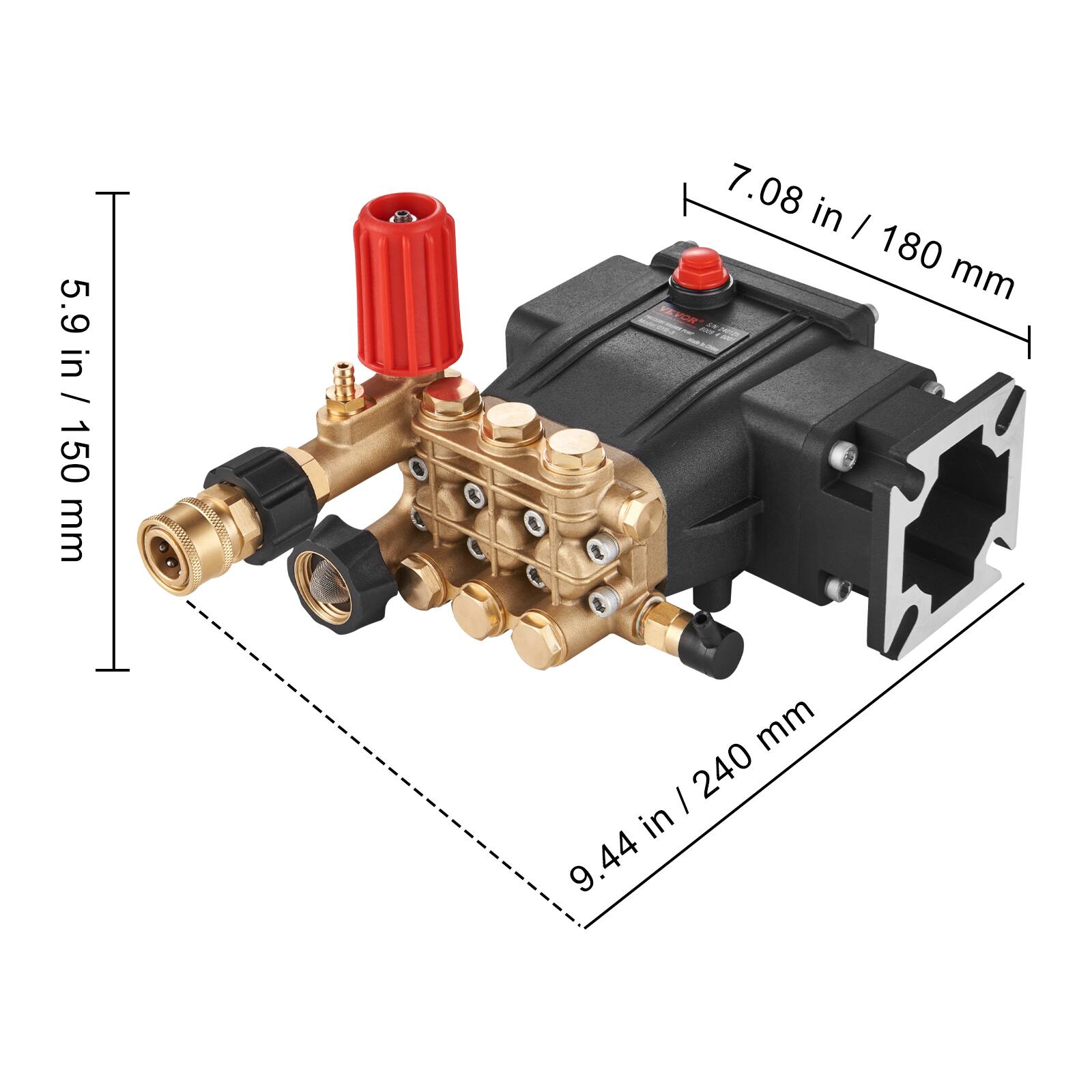 5.9 in / 150 mm  
7.08 in / 180 mm  
9.44 in / 240 mm