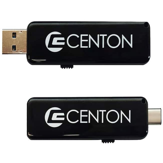Centon - 16 GB DataStick Pro USB 3.0 Type A USB 3.0 Type C On-The-Go Flash Drive - 32 GB - USB 3.0 Type A, USB 3.0 Type C - Black