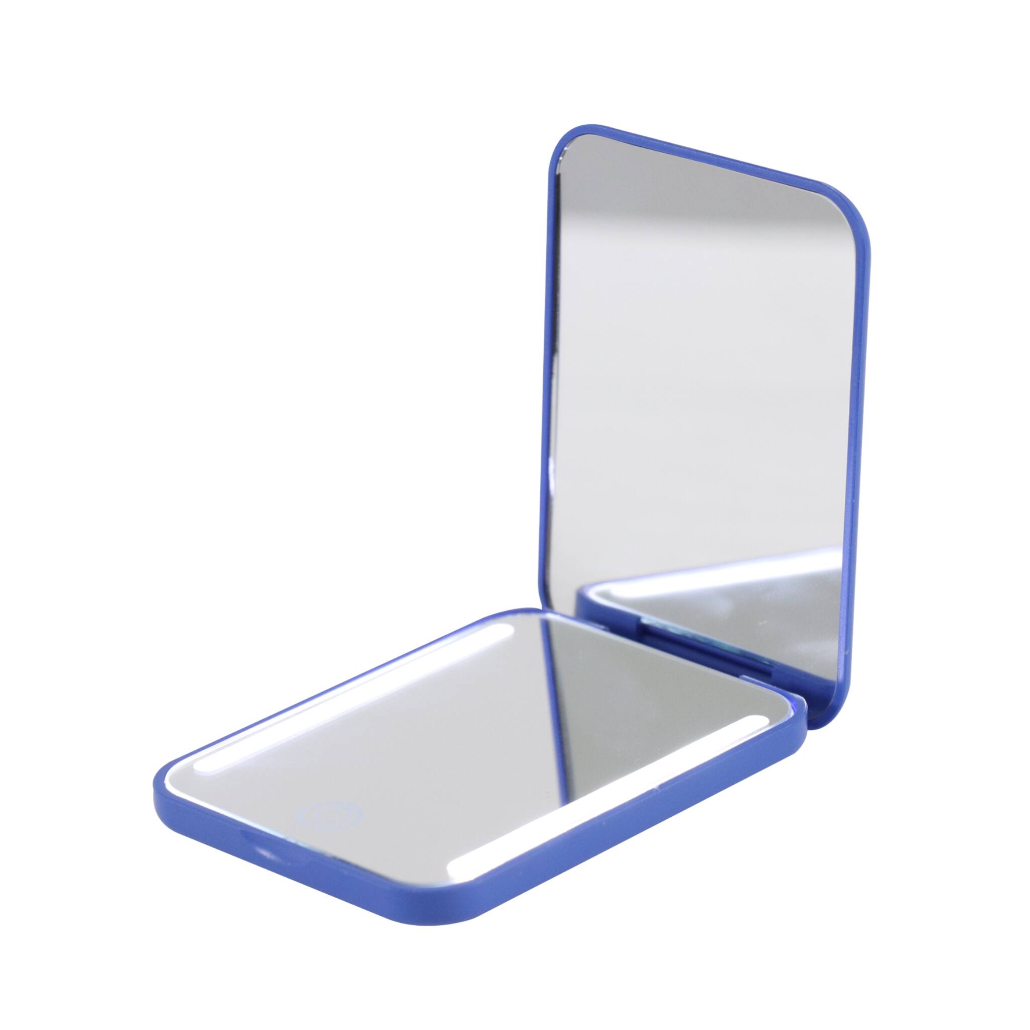 Angle. Impressions Vanity Co. - Stitch “Sweet Dream” Mini Travel Compact Mirror - Blue.