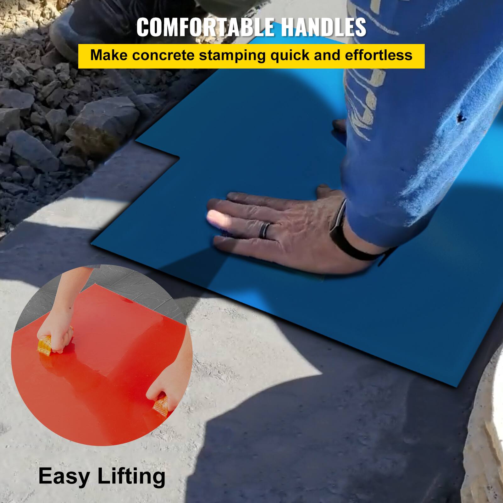 COMFORTABLE HANDLES  
Make concrete stamping quick and effortless  

Easy Lifting