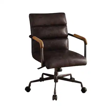 Front. Boyel Living - Harith Antique Slate Top Grain Leather Ergonomic Office Chair with High Back Support - Slate.