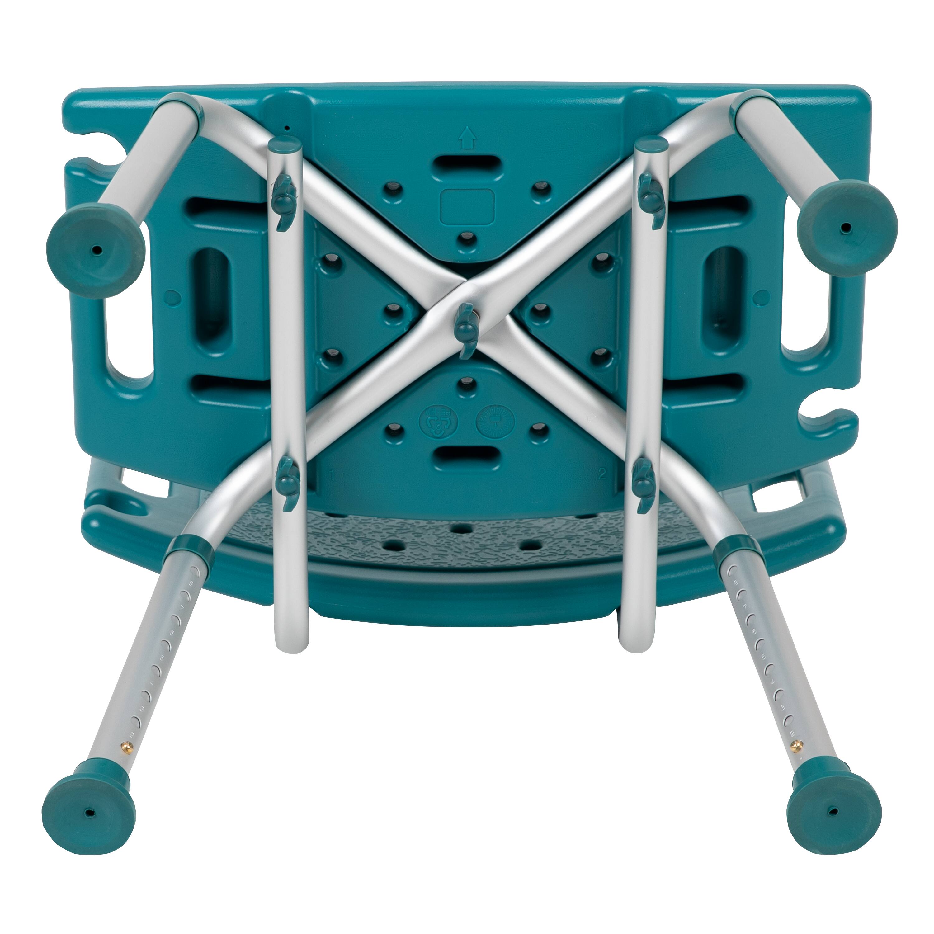 Alt View 10. Emma + Oliver - Tool-Free 300 Lb. Capacity, Adjustable Bath & Shower Chair with Large Back - Teal.