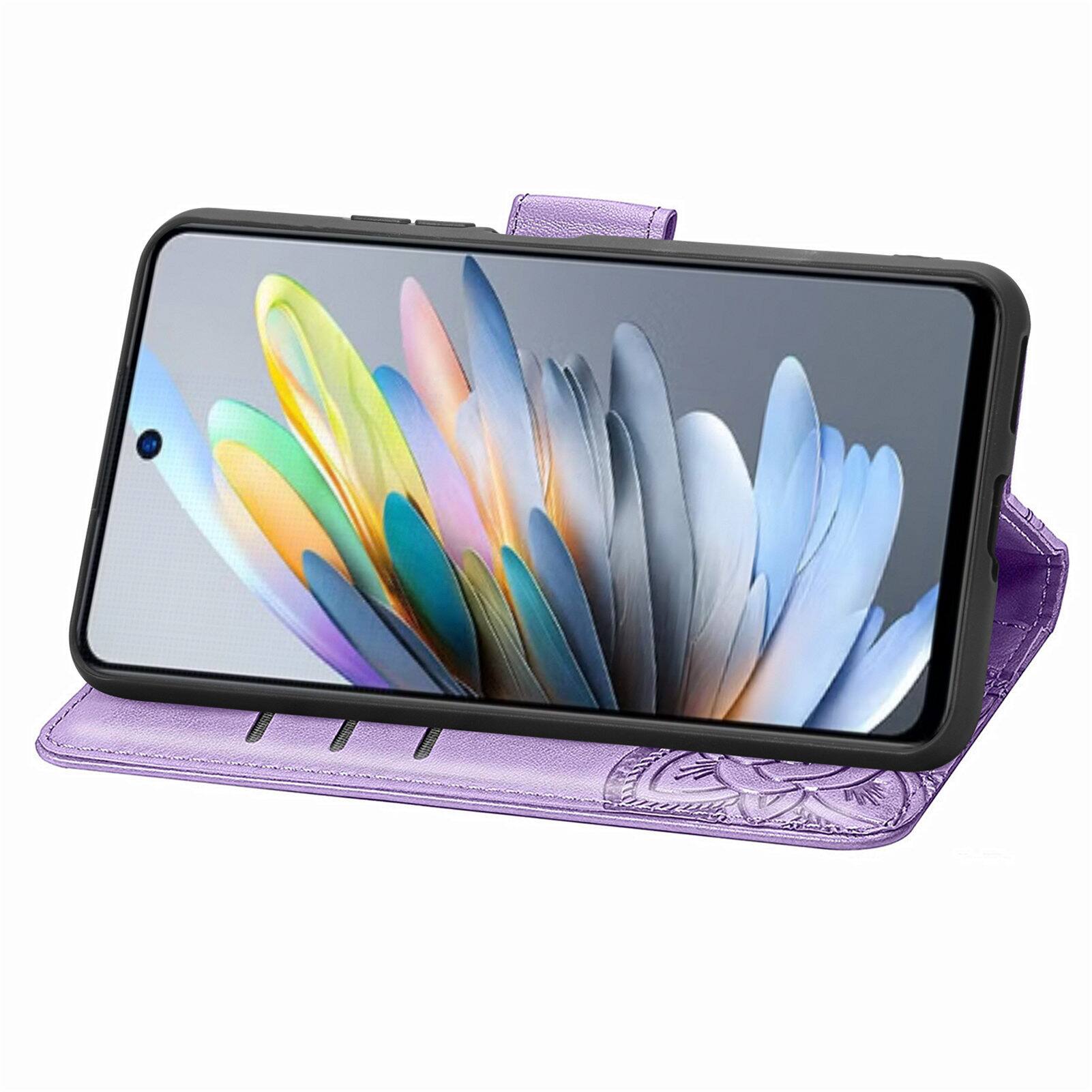 Back. UUCOVER - PU Leather Wallet Case for Motorola G 5G (2025) with Card Cash Holder, Magnetic Clasp Flip Stand Cover with Wrist Strap - Lightpurple.