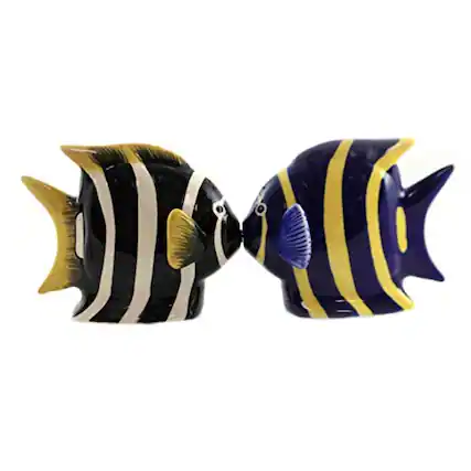 Front. Pacific Trading - Pacific Trading Angel Fish Magnetic Ceremic Salt and Pepper Shakers - Multicolor.