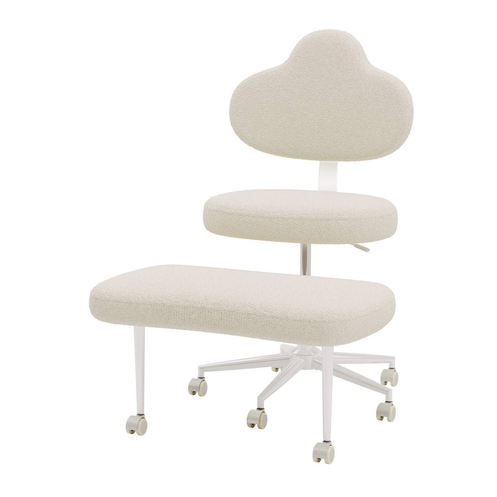 Alt View 4. Pinmoco - Pinmoco Ergonomic Cross-Legged Office Chair with Wheels,Height Adjustable Backrest and Seat,Yoga Office Chair, Off-White - Off-White.