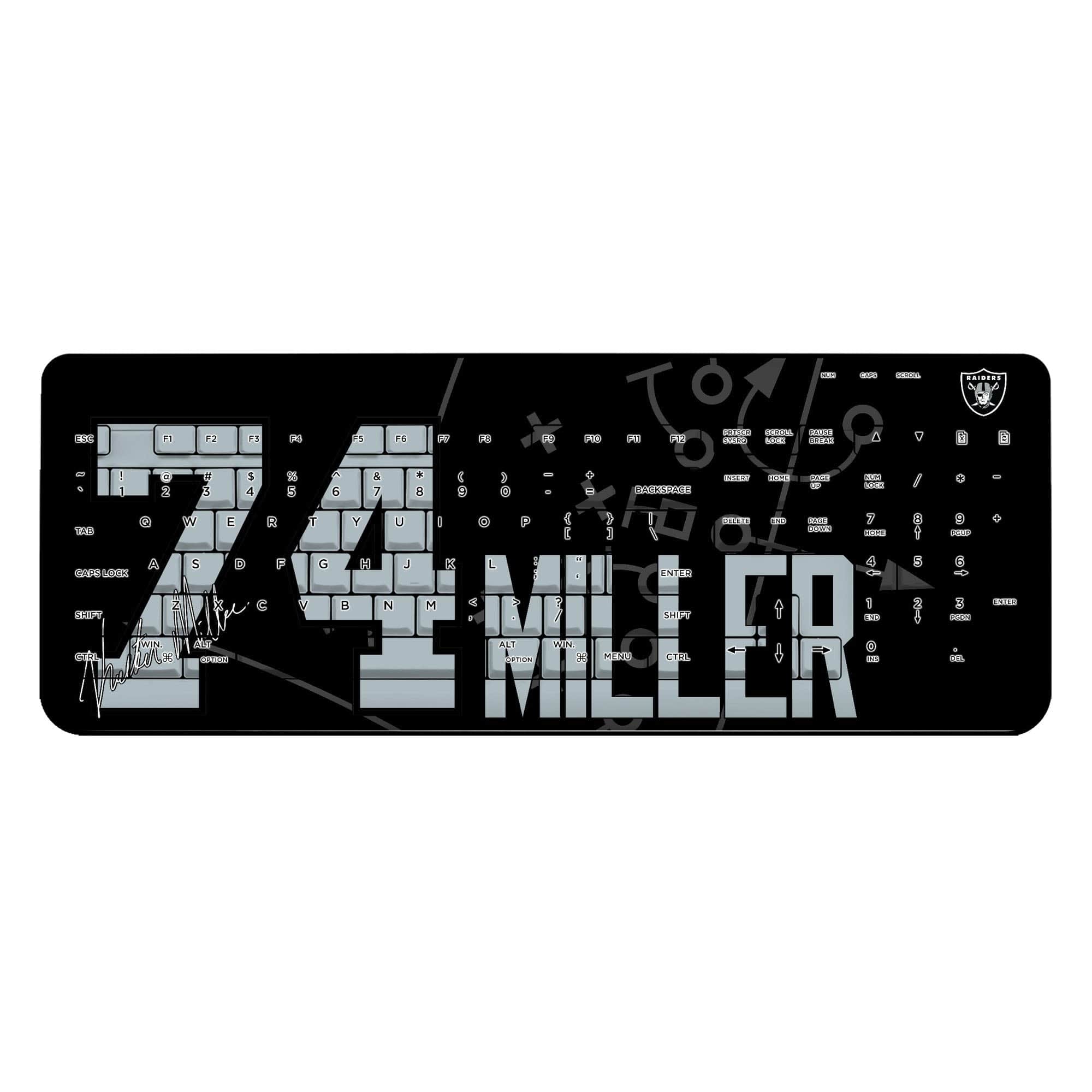 Keyscaper - Kolton Miller Las Vegas Raiders Wireless Keyboard - Black