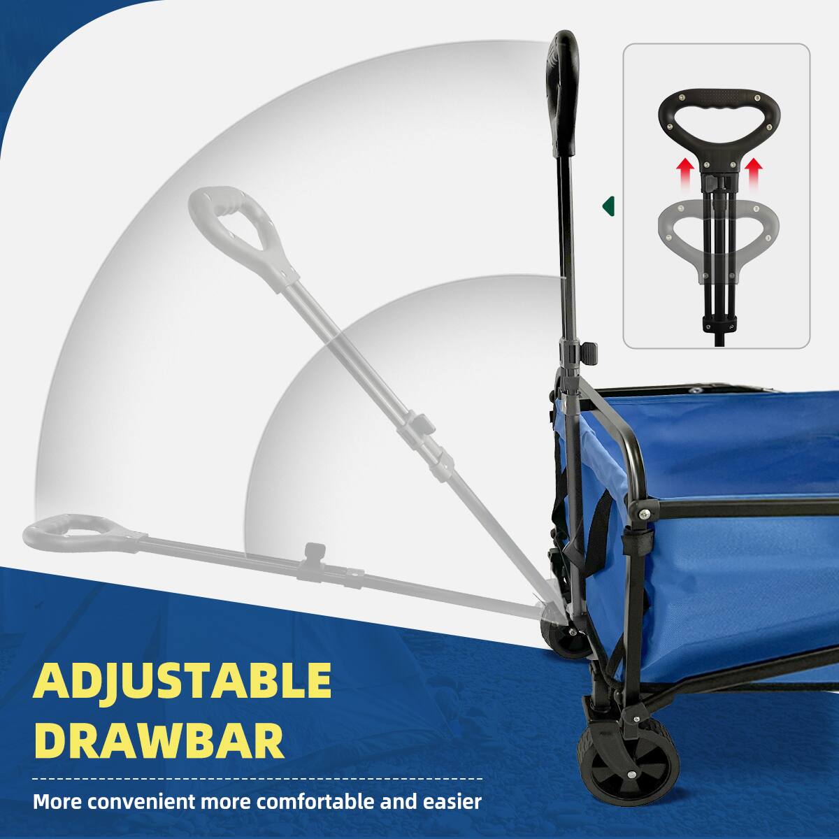 ADJUSTABLE DRAWBAR More convenient, comfortable, and easier.