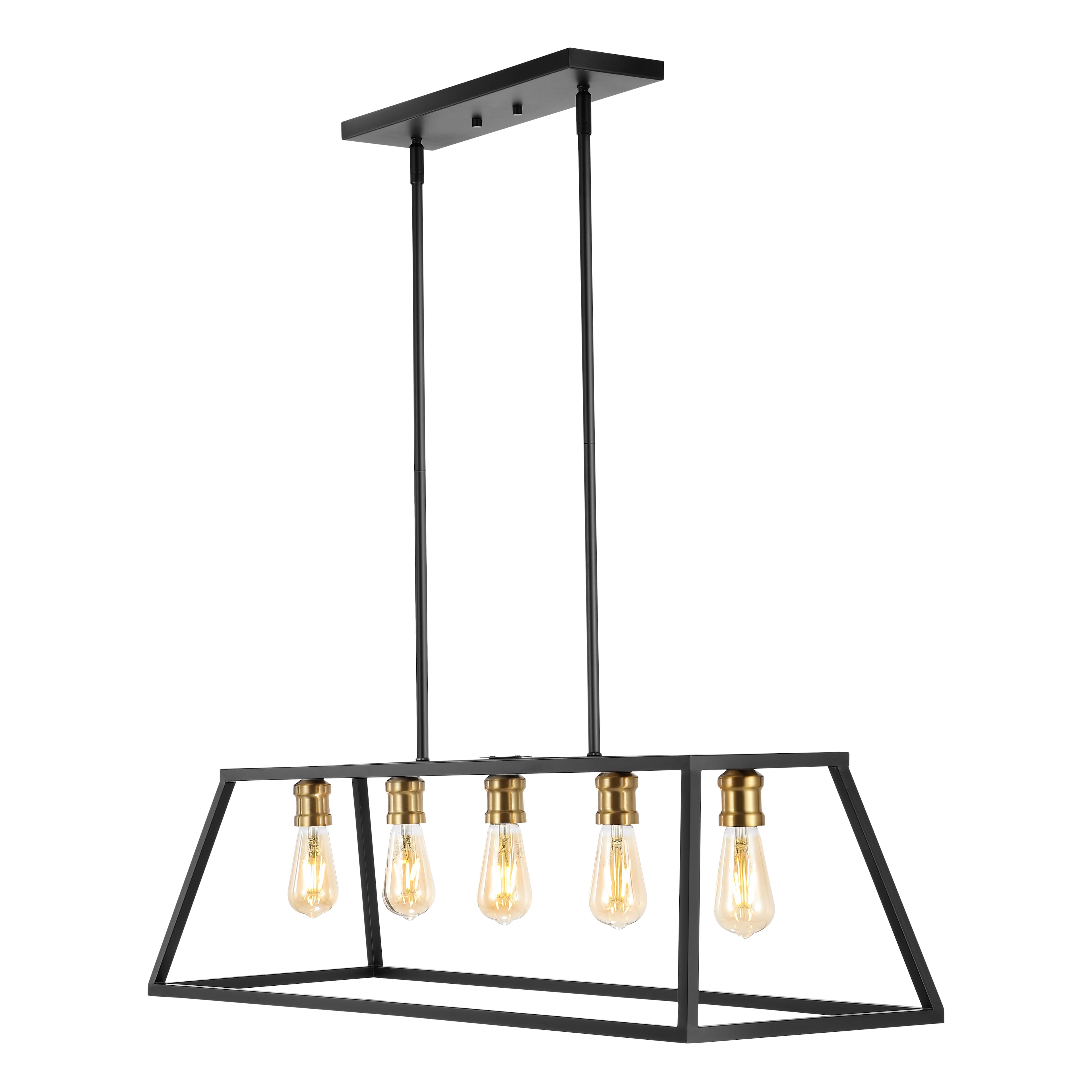 "Jonathan Y - Floyd 38"" 5-Light Bohemian Farmhouse Iron Adjustable LED Pendant, /Brass Gold - Black" price history on PriceWatchPro