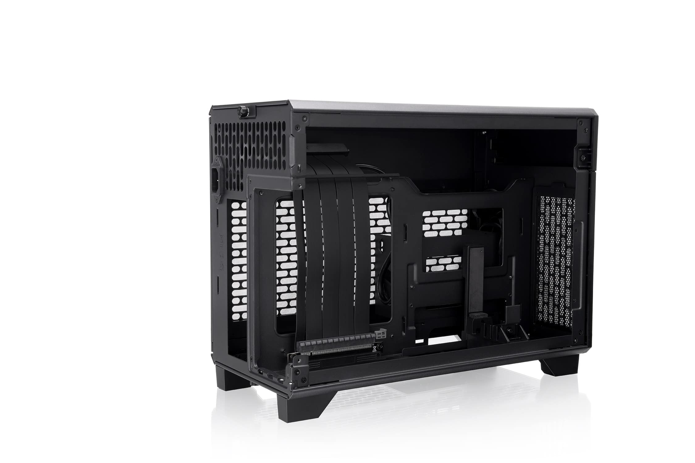Alt View 3. Thermaltake - TR100 SFF mITX Mini Tower PC Case with PCIe 4.0 Riser Cable Included - Black.
