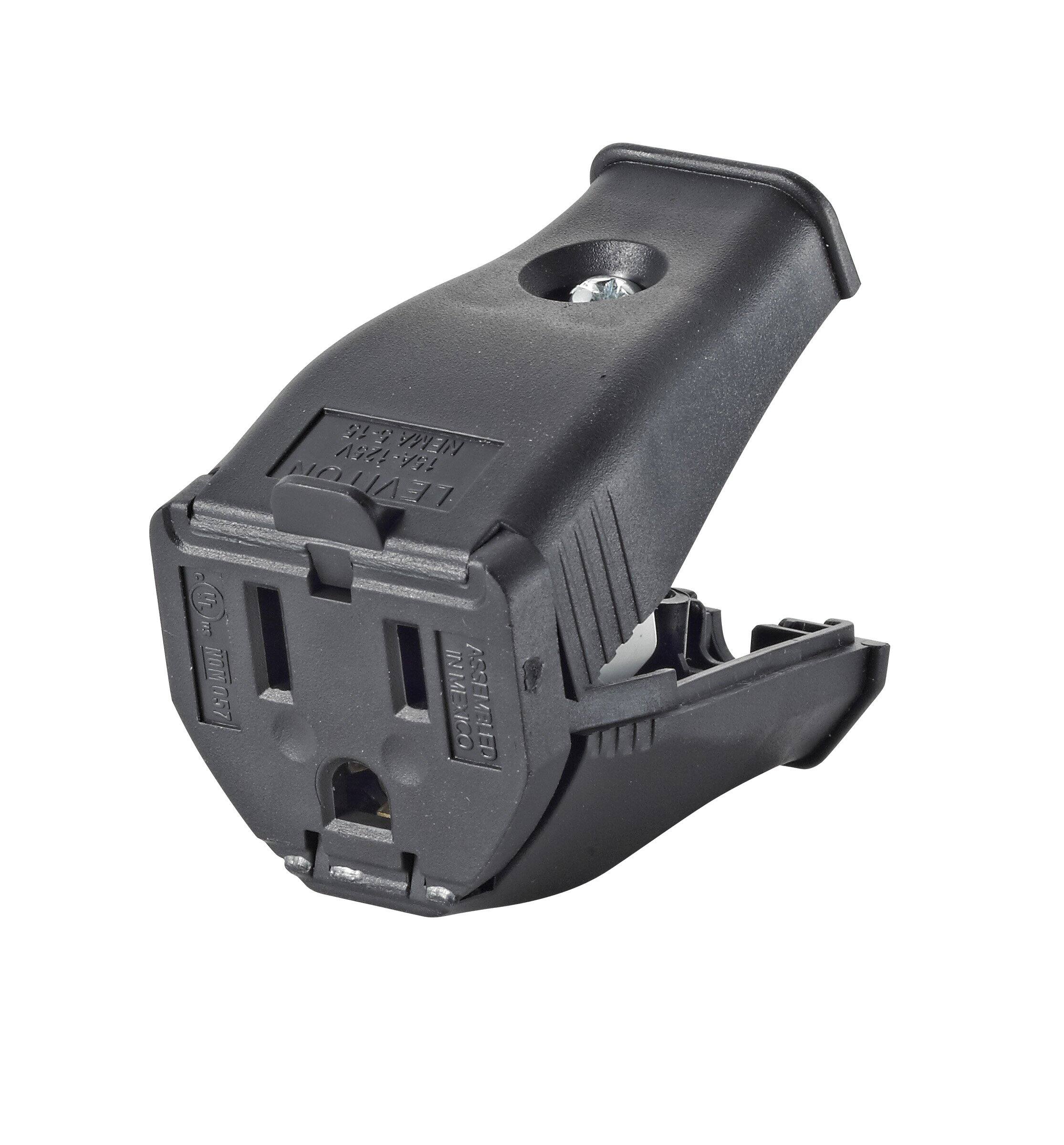 Leviton - Commercial and Residential Thermoplastic Ground/Straight Blade Hinged Cord Outlet 5-15R - Black price history on PriceWatchPro