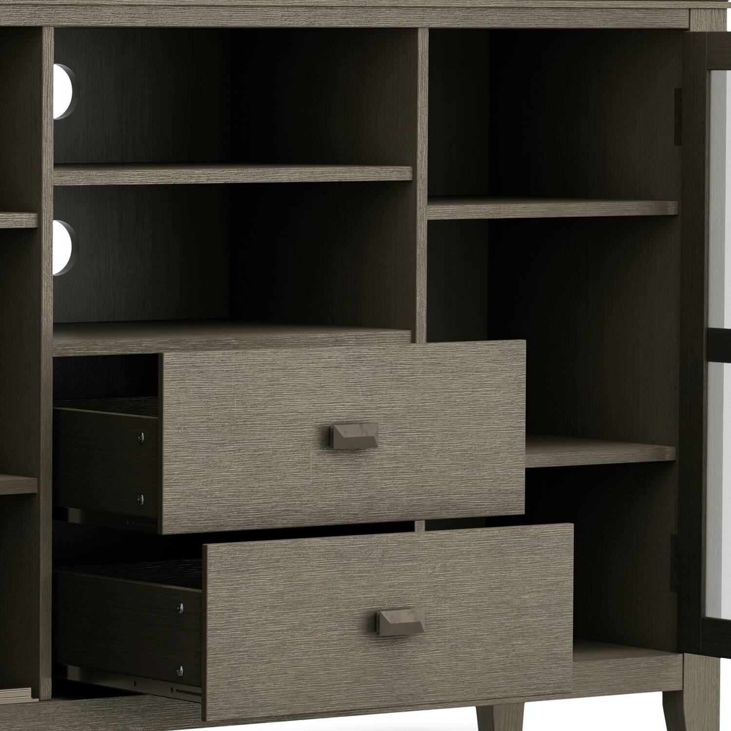 Alt View 6. Simpli Home - Artisan SOLID WOOD 53 inch Wide Transitional TV Media Stand in Farmhouse Grey For TVs up to 60 inches - Farmhouse Grey.