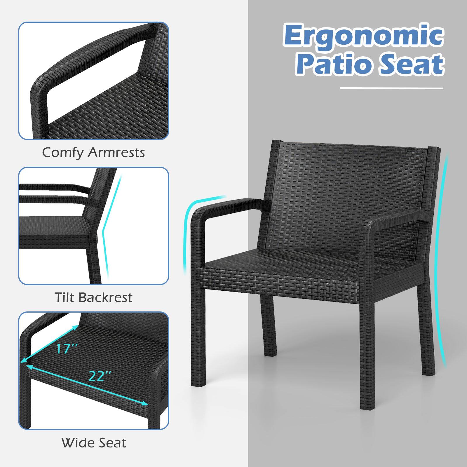 Ergonomic Patio Seat

- Comfy Armrests
- Tilt Backrest
- Wide Seat: 17" x 22"