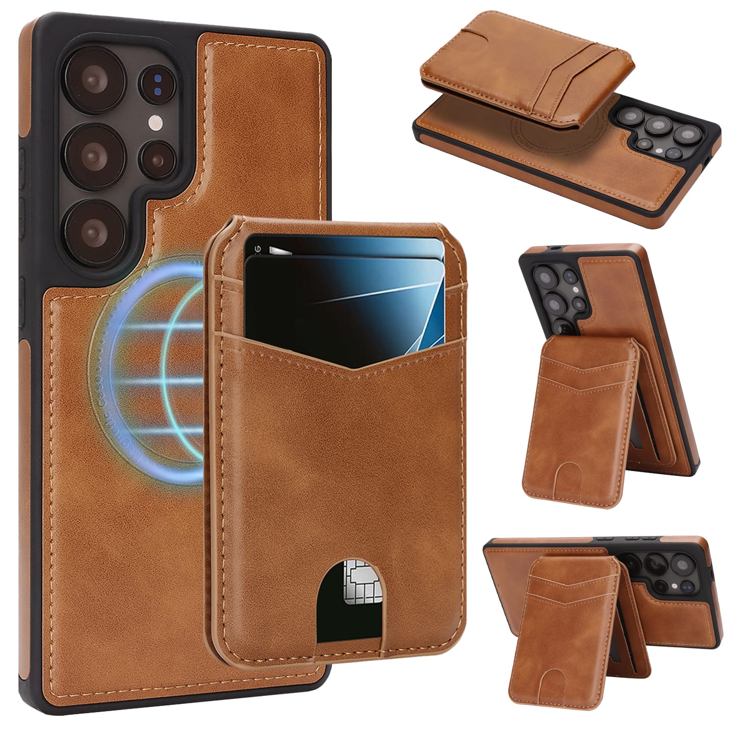 Dteck - for Samsung Galaxy S25 Ultra Magnetic PU Leather Case,Detachable RFID Blocking Wallet Card Holder Shockproof Cover - Darkbrown price history on PriceWatchPro