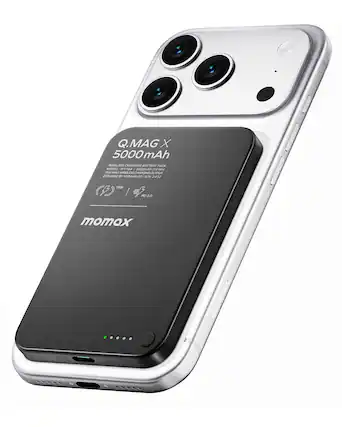 Q.MAG x 5000 mAh WIRELESS CHARGING BATTERY PACK MODEL: T6A y 5000mAh T9 W SWM Hog_torie CAMAGNC OUTPUT DESIGNED 9 MOMAKLAM SUN 24 12 15W (V2) / o D30 momex