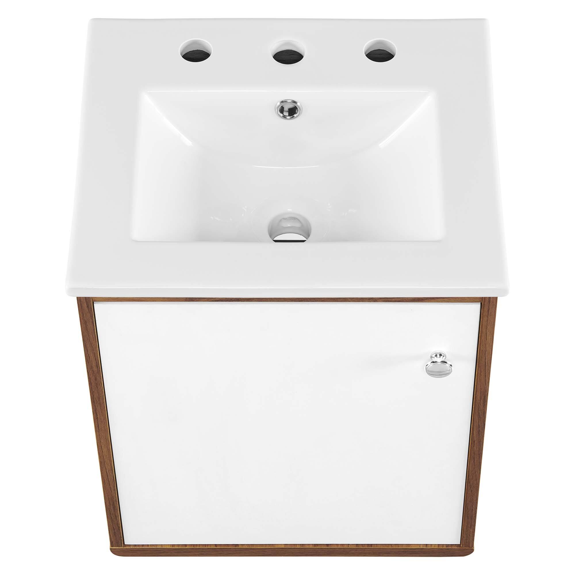 Alt View 5. Modway - Transmit Wall-Mount Bathroom Vanity Basin Included - Walnut White.
