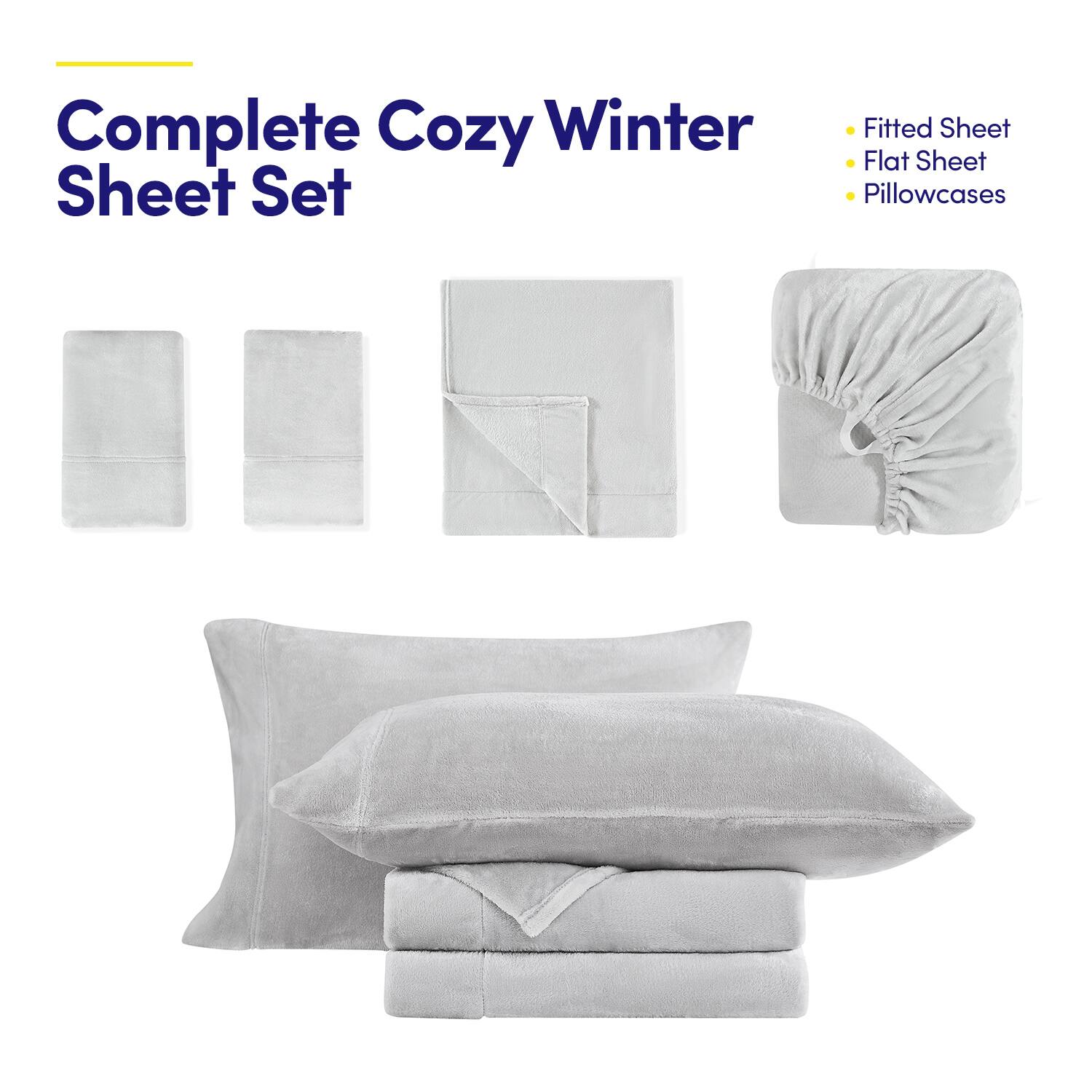 Complete Cozy Winter Sheet Set

- Fitted Sheet
- Flat Sheet
- Pillowcases