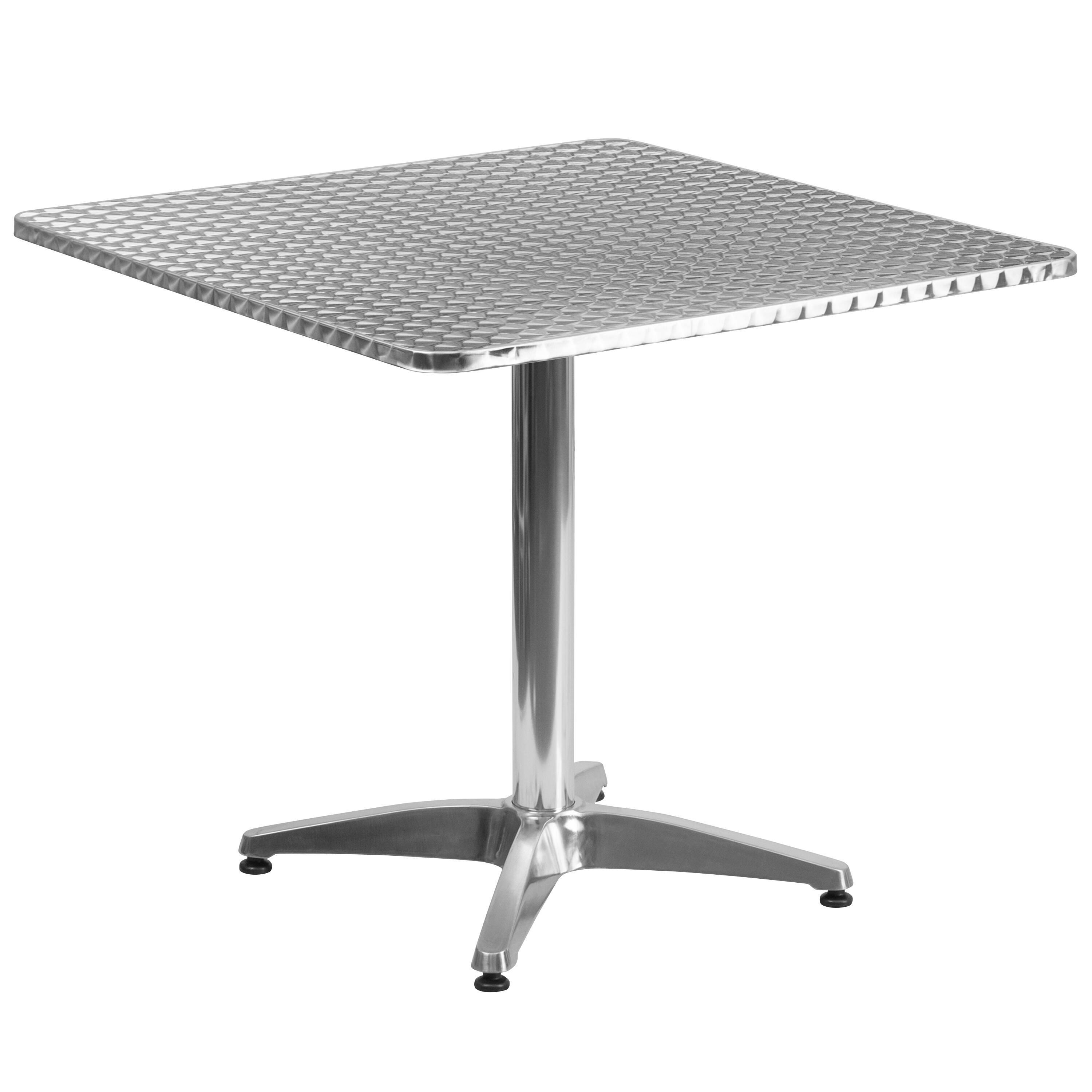 Alt View 3. Emma + Oliver - 31.5" Square Aluminum Garden Patio Table Set with 2 Rattan Chairs - Black.